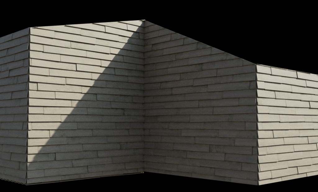 A rendered exterior wall using the Floor Generator's clapboard siding mode.
