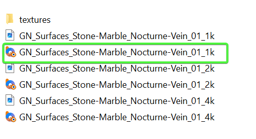 The material's texture resolution selector with 1K, 2K, and 4K options.