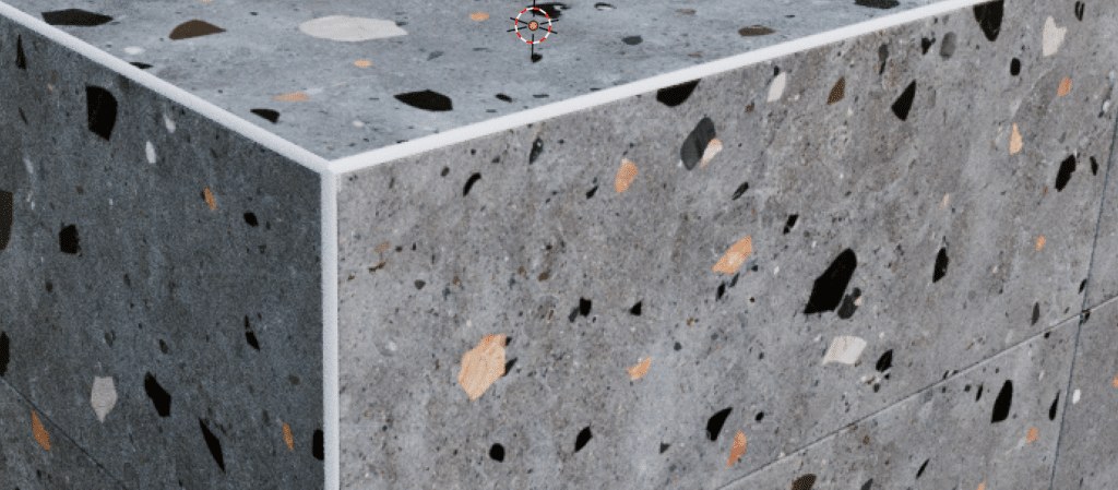 Tiled corners finished with procedural trim pieces
