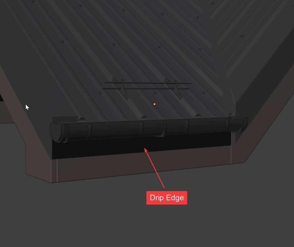 A metal drip edge generated along the lower edge of a panel roof.