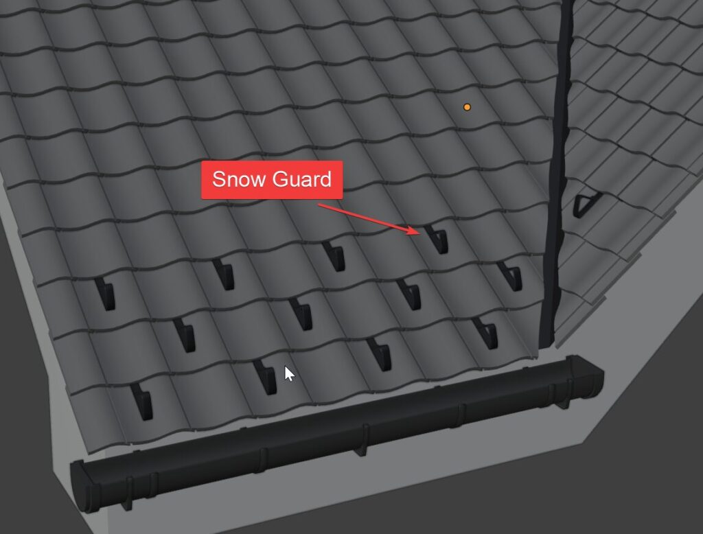 Snow guard rows generated across a tile roof