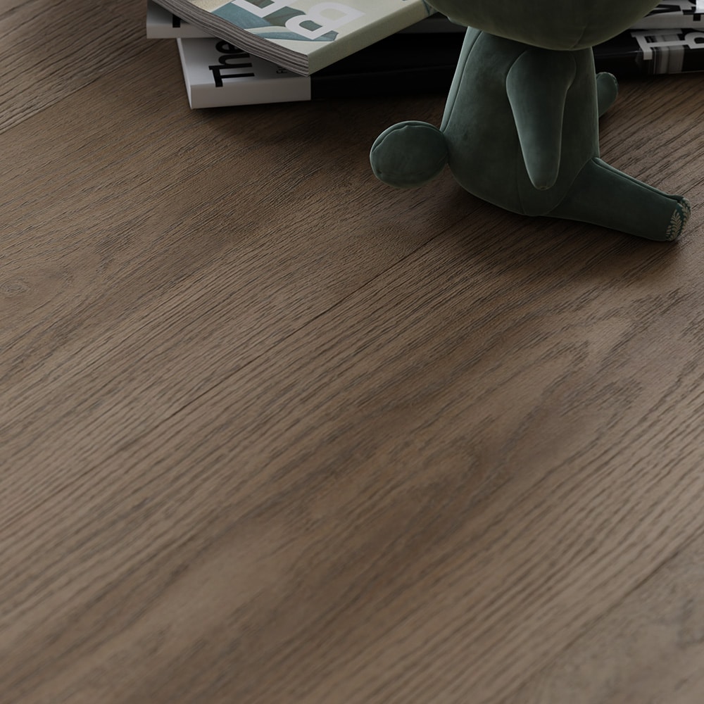 Close-up render of a wood plank floor produced by the generator, showing per-plank texture variation.