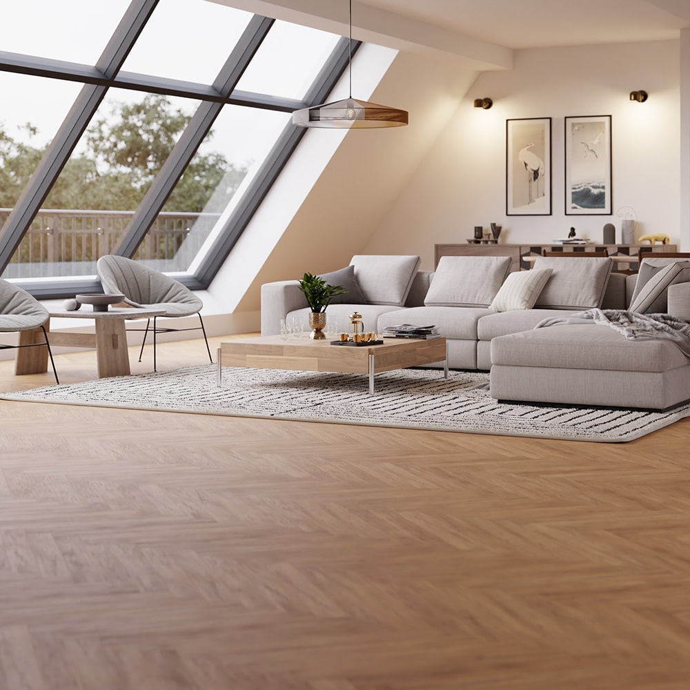 An interior wood plank floor generated in Blender